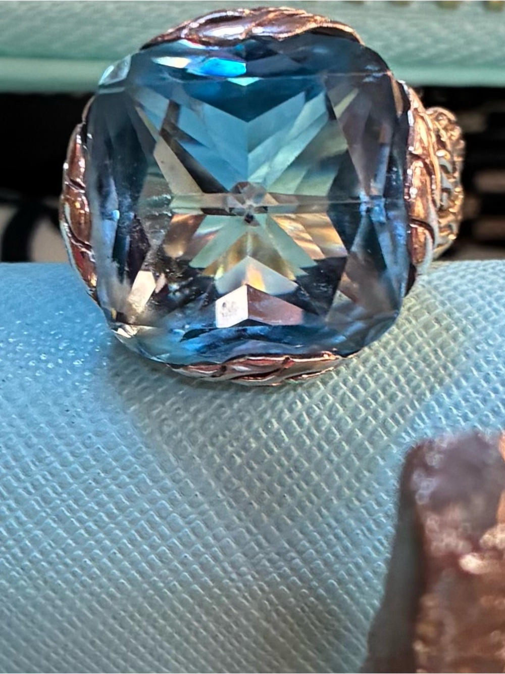 John Hardy Large Blue Topaz Classic Chain Ring Sz 8